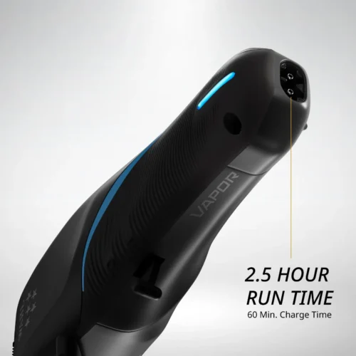 Wahl 5-Star Vapor Cordless Clipper featuring an innovative F32 FADEOUT blade, providing smooth, precise cuts. High-powered motor with adaptive speed control, 2.5 hours of cordless run time, and lightweight ergonomic design.